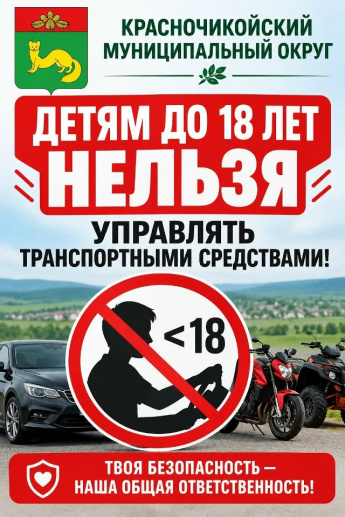 Комиссия по делам несовершеннолетних и защите их прав напоминает, что дети до 18 лет не имеют права управления транспортными средствами